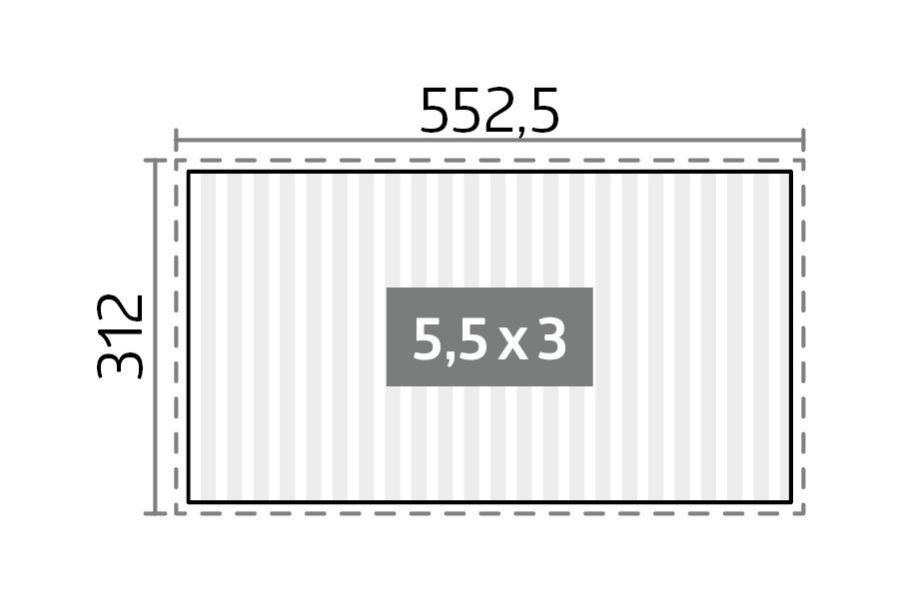 plattegrond biohort lamellen overkapping van 5,5 x 3 meter