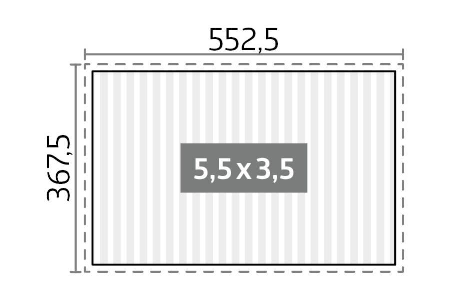 Plattegrond Biohort pergola wit met afmeting 5,5 x 3,5 meter
