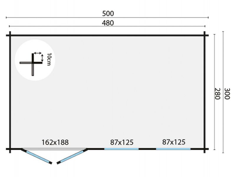 Tuindeco Aiste Blokhut 500x300 cm 40 mm vuren honing geïmpregneerd
