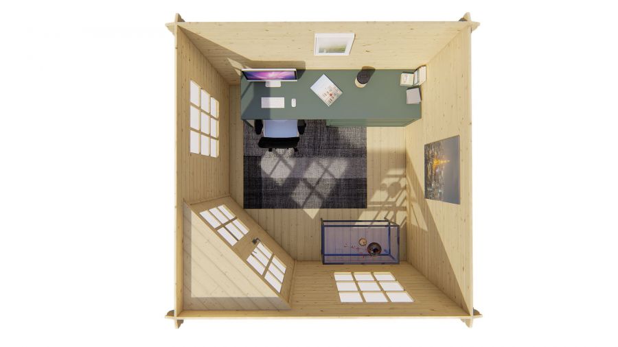 Tuindeco Asmund Blokhut 300x300 cm 28 mm vuren bruin geïmpregneerd