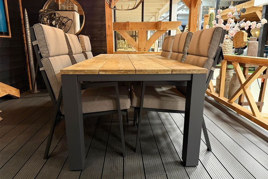 Tuinset Aurum – Tafel met 6 verstelbare stoelen - Showmodel Numansdorp, Hoofddorp, Amersfoort & Wommelgem