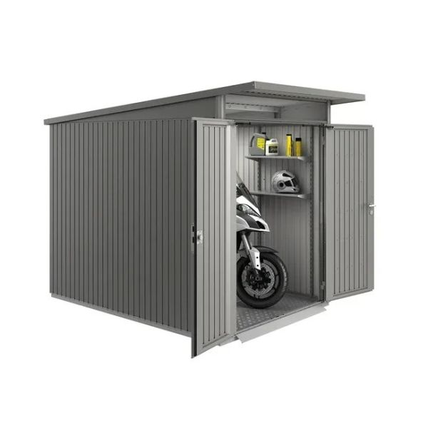 Biohort AvantGarde A3 metalen berging 180x260x218 cm kwartsgrijs met dubbele deur