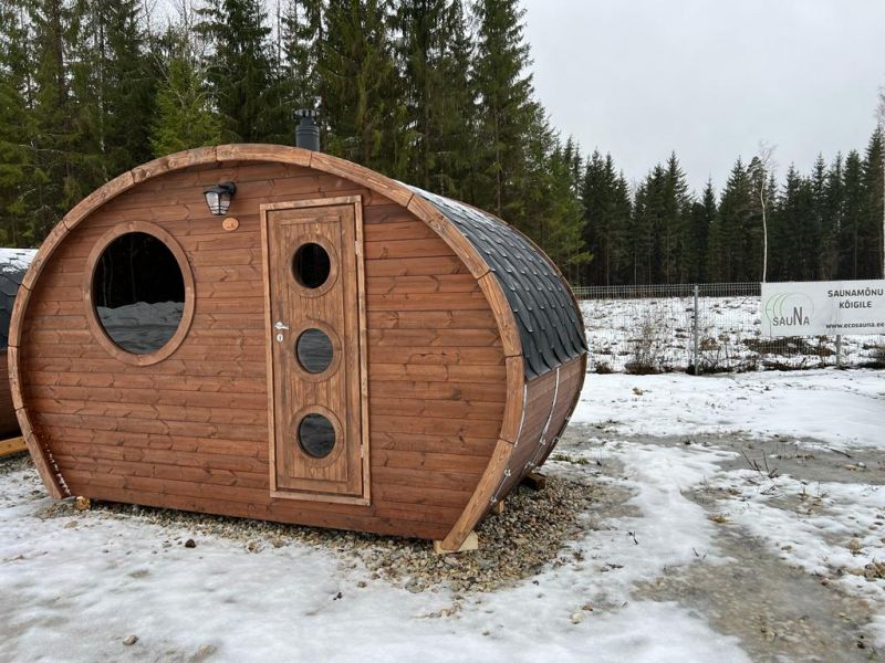 Barrelsauna Oval 195 - 397x175 cm - incl. dakshingles en vloer