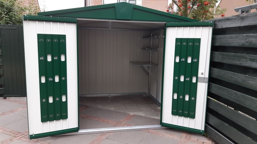 Biohort Europa 3 metalen tuinhuis 244x156x203 cm donkergroen