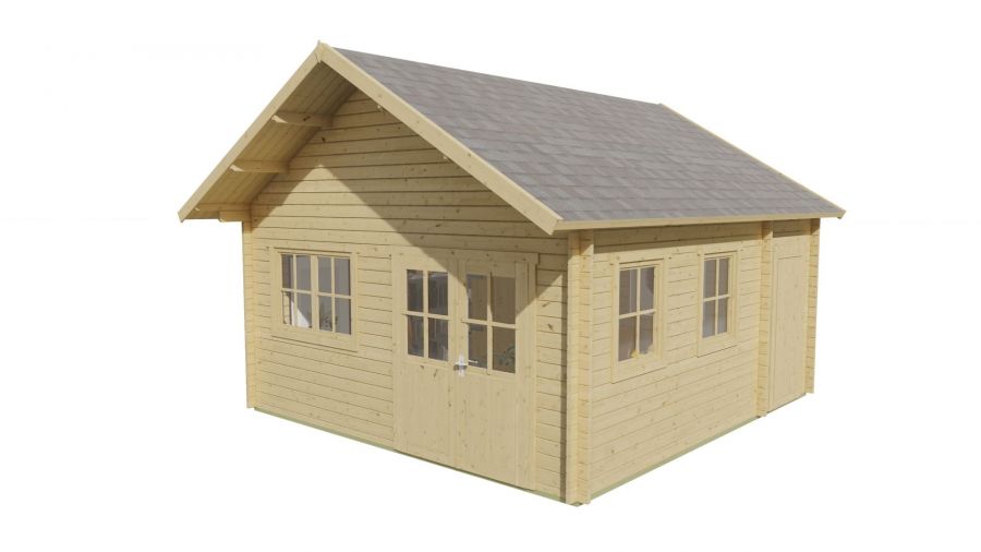 Tuindeco Berlijn Blokhut 490x530 cm 44 mm vuren grijs geïmpregneerd