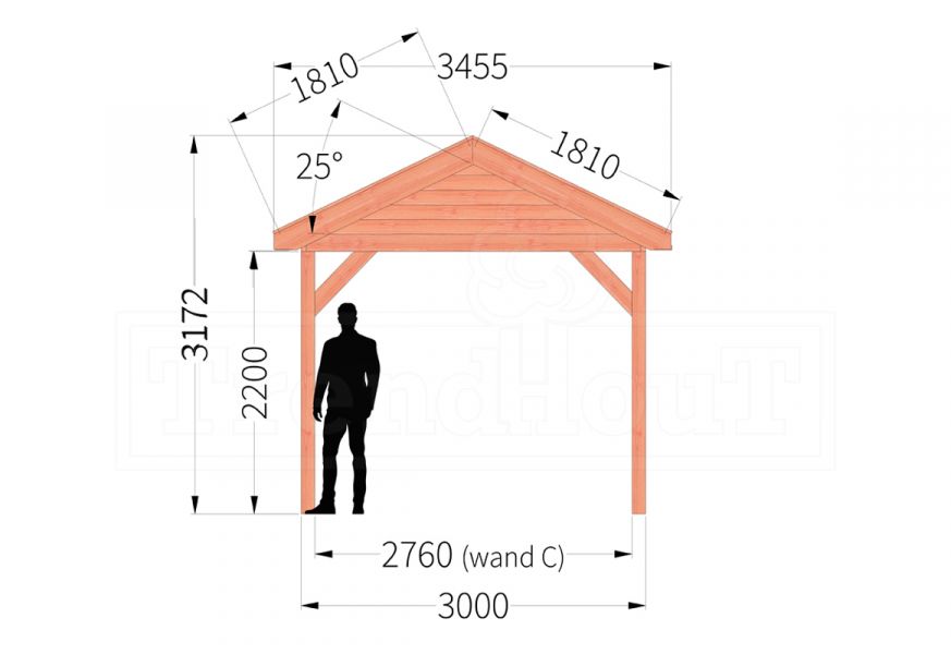 Overkapping Zadeldak Betula 630x350 cm