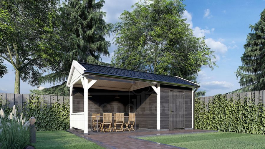 Trendhout Overkapping Zadeldak Betula 750x415 cm