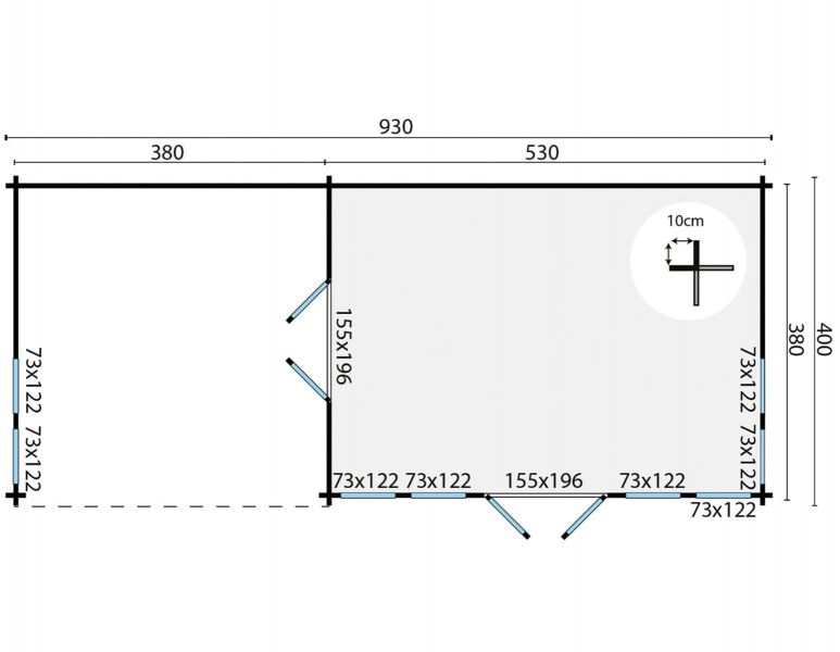 Tuindeco Big Ben Blokhut - 930x400 cm vuren groen geïmpregneerd