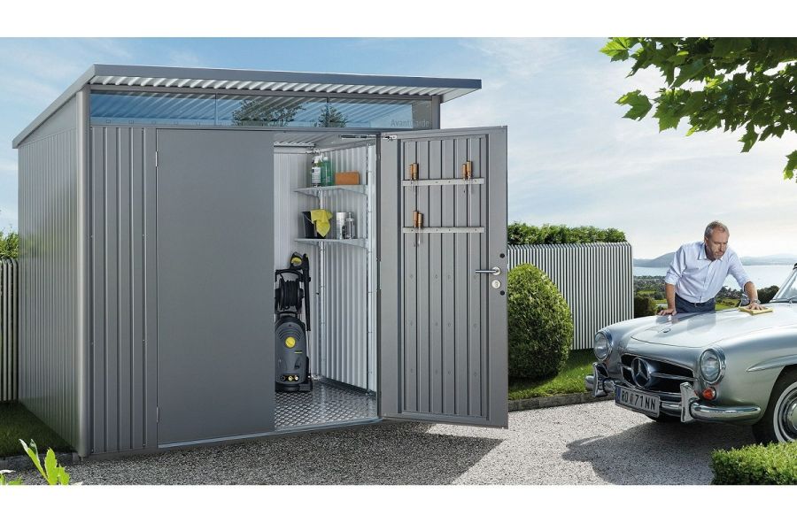 Biohort AvantGarde A5 metalen berging 260x180x218 cm donkergrijs met dubbele deur