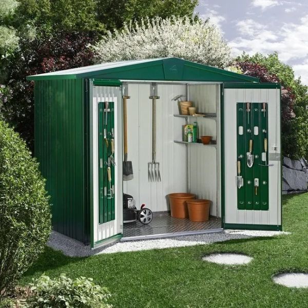 Biohort Europa 4 metalen tuinhuis 244x228x203 cm donkergroen