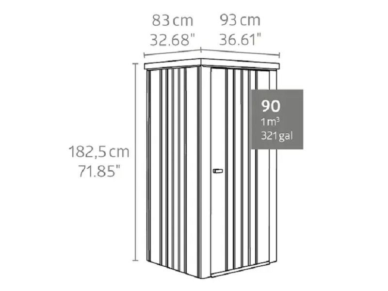 Biohort metalen tuinkast 90 kwartsgrijs 93x83x182,5 cm