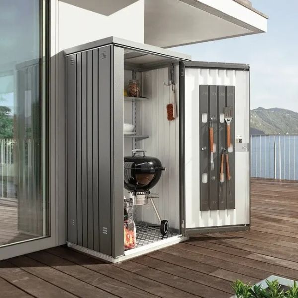 Biohort metalen tuinkast 90 kwartsgrijs 93x83x182,5 cm