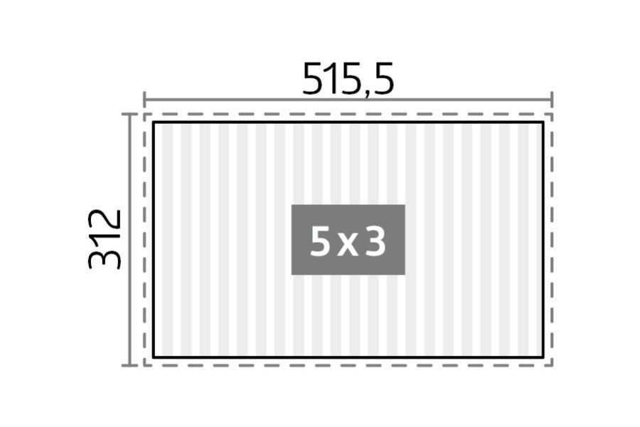 Plattegrond Biohort pergola wit 5x3 meter