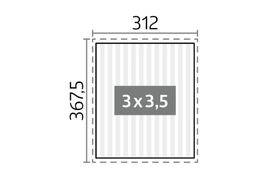 Plattegrond van Biohort pergola 3x3,5 meter 