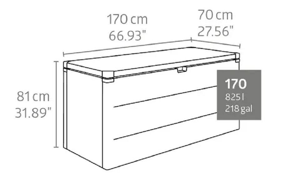 Biohort Kussenbox zilver 170x70x81 cm