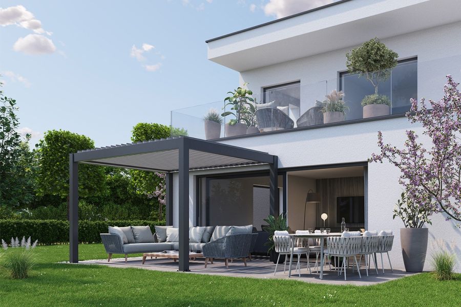 biohort pergola donkergrijs - zilver metallic