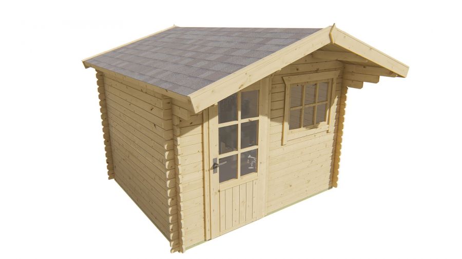 Tuindeco Bjorn Blokhut 300x260 cm + luifel 80 cm 28 mm vuren red class wood geïmpregneerd