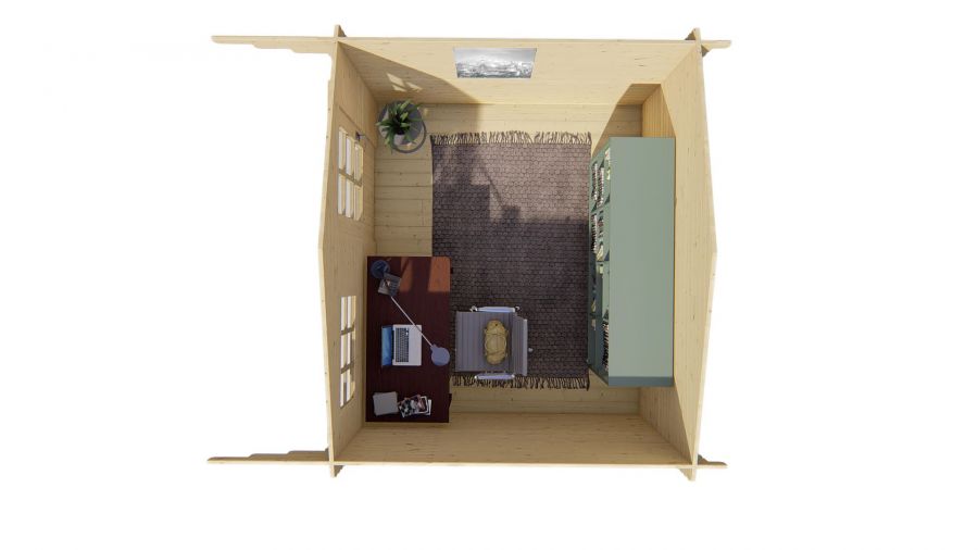 Tuindeco Bjorn Blokhut 300x260 cm + luifel 80 cm 28 mm vuren red class wood geïmpregneerd