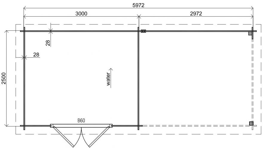Classicline Blokhut Gelderland Geïmpregneerd 300x250 + 300 