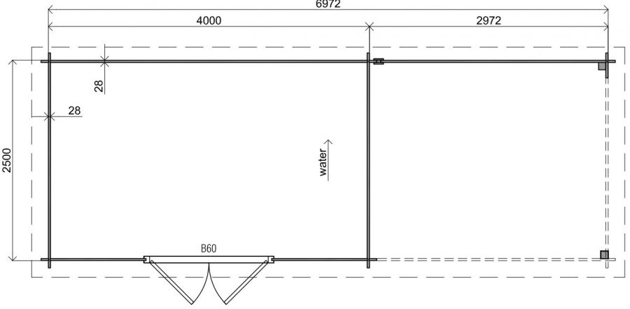 Classicline Blokhut Flevoland vuren groen geïmpregneerd 400x250 cm + overkapping 300 cm