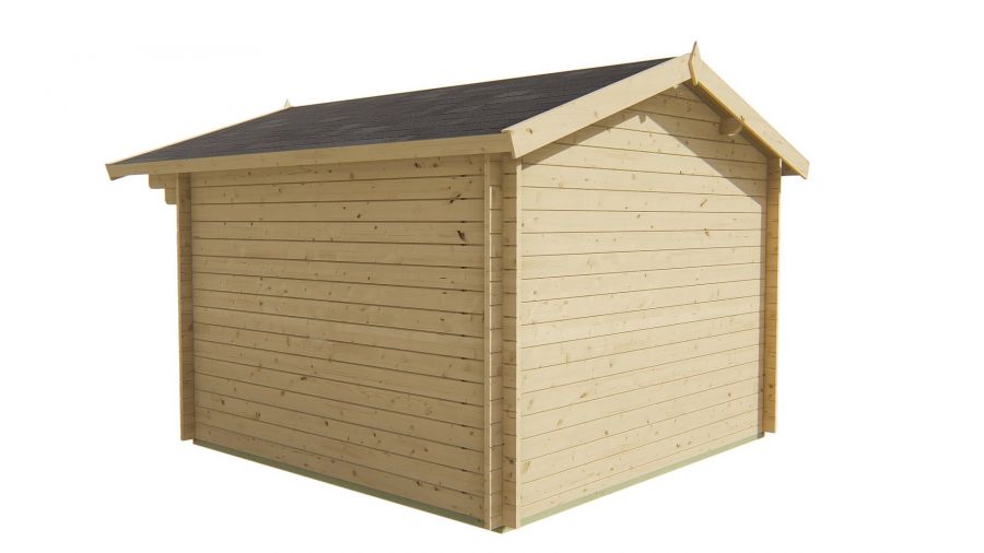 Tuindeco Albacete Blokhut 300x300 cm + luifel 70 cm 34 mm vuren groen geïmpregneerd