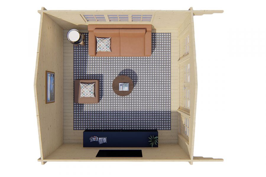 Blokhut Blackpool 440x340 cm + luifel 90 cm - Groen geïmpregneerd
