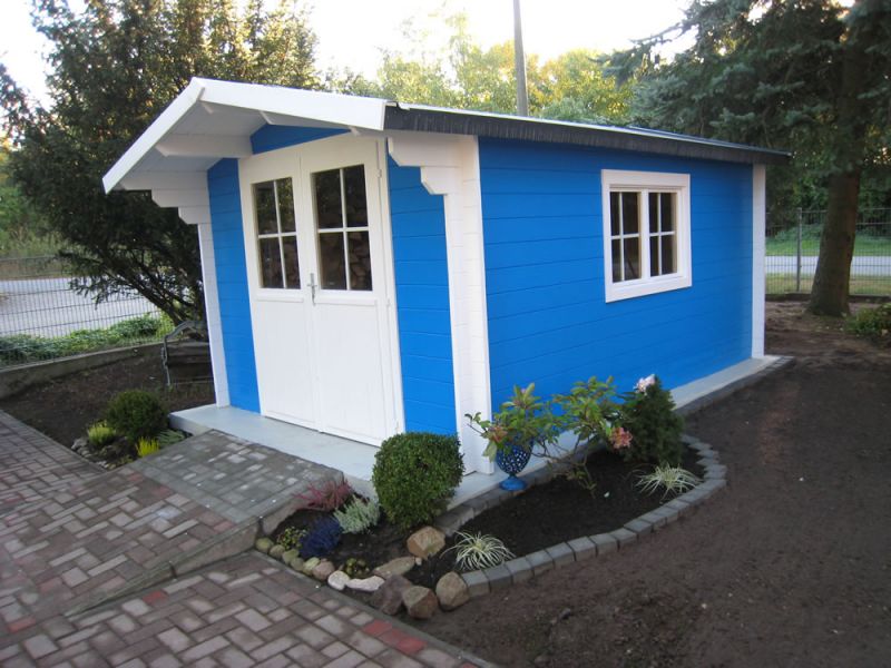 Tuindeco Pamplona Blokhut 300x400 cm 34 mm vuren grijs geïmpregneerd