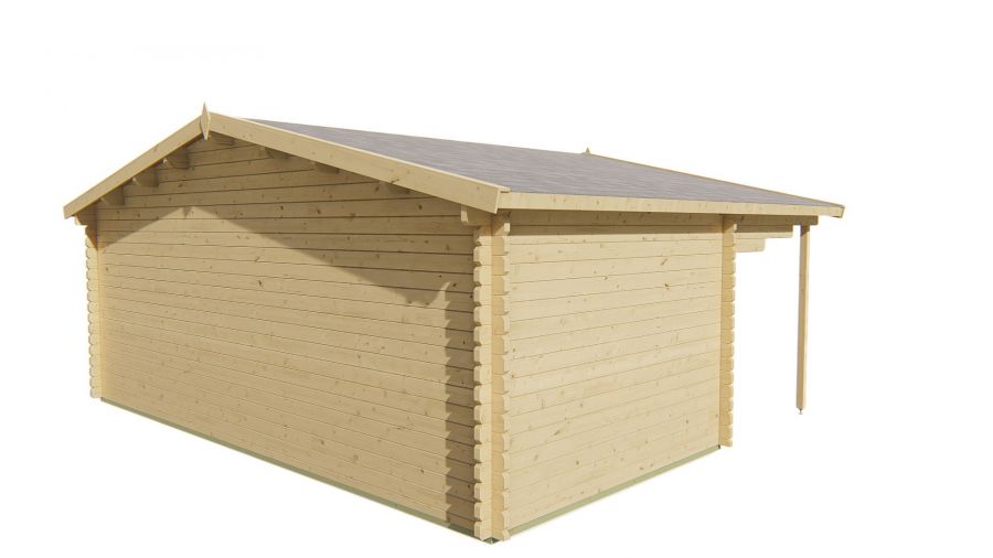Blokhut Piet 595x300 cm + luifel 200 cm - bruin geïmpregneerd