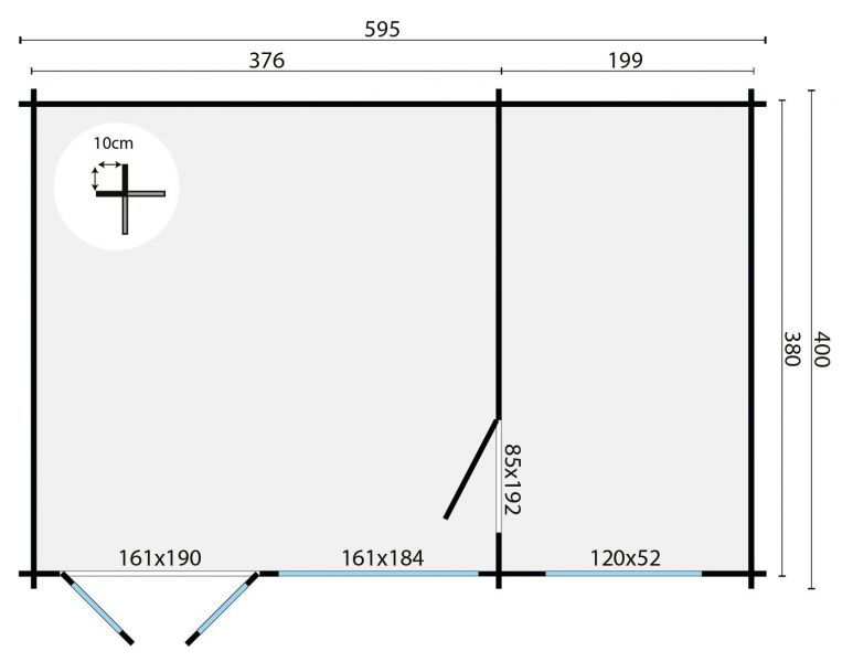 Blokhut - Tuinhuis Flow 2.0 - 595x400 cm - vuren onbehandeld