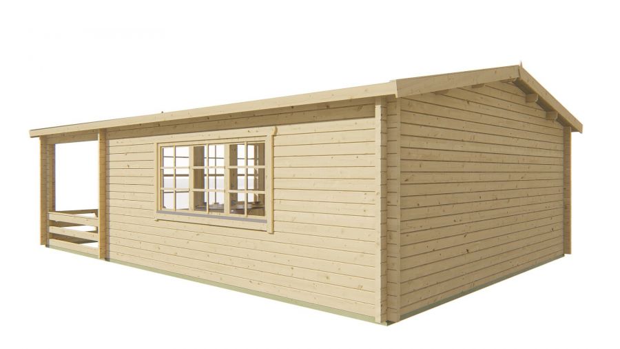 Tuindeco Wigan Blokhut 540x540 cm + luifel 200 cm 58 mm vuren honing geïmpregneerd