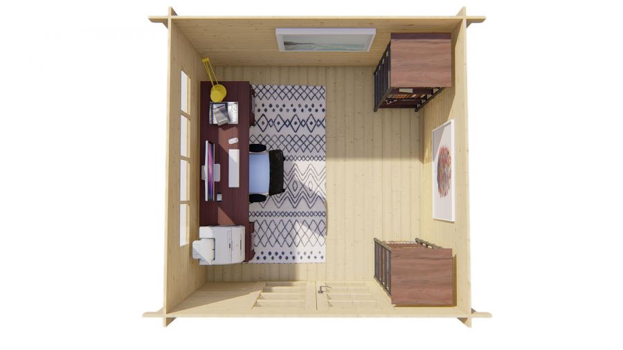 Tuindeco Bodine Blokhut 300x300 cm 28 mm vuren groen geïmpregneerd