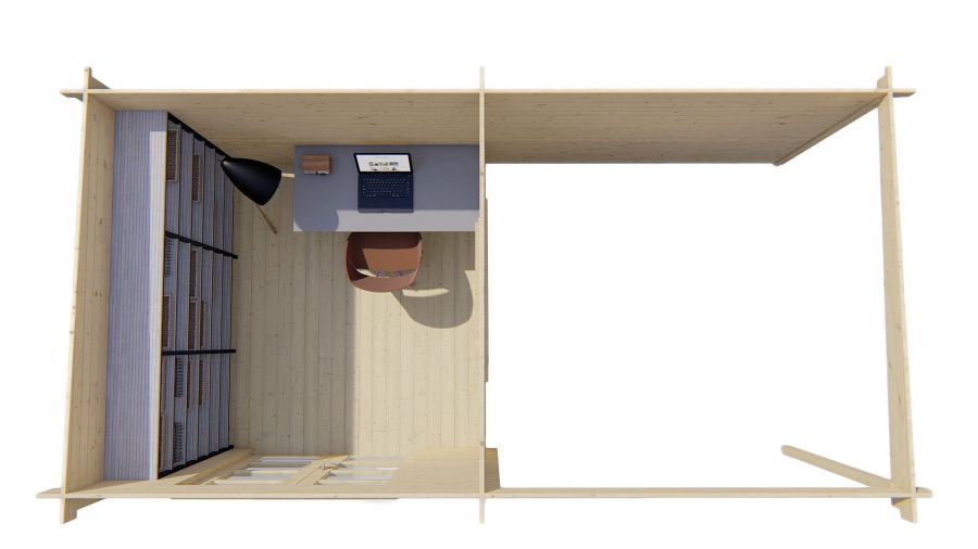 Tuindeco Brenda Blokhut 275x275 cm + luifel 250 cm 28 mm vuren honing geïmpregneerd