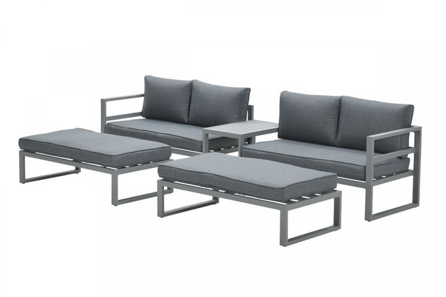 Loungeset Garden Impressions Bretagne 5-delig - carbon black/mystic grey OP=OP