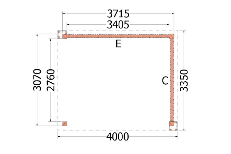Plattegrond buitenverblijf Verona 400x335 cm