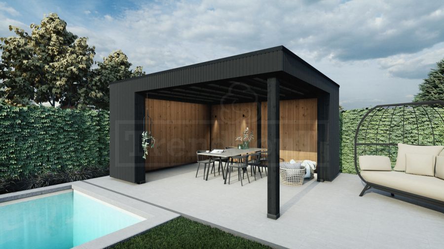 Trendhout Buitenverblijf Capri 610x490 - Plat dak model links