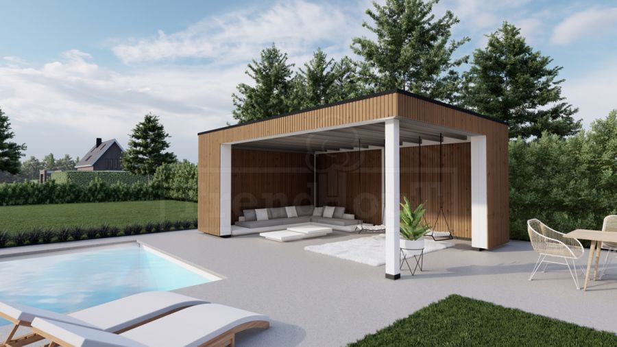 Trendhout Buitenverblijf Capri 610x490 - Plat dak model links