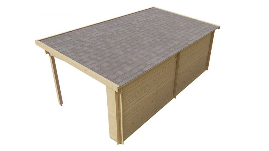Tuindeco Chappo Blokhut 300x300 cm + luifel 298 cm 28 mm vuren bruin geïmpregneerd