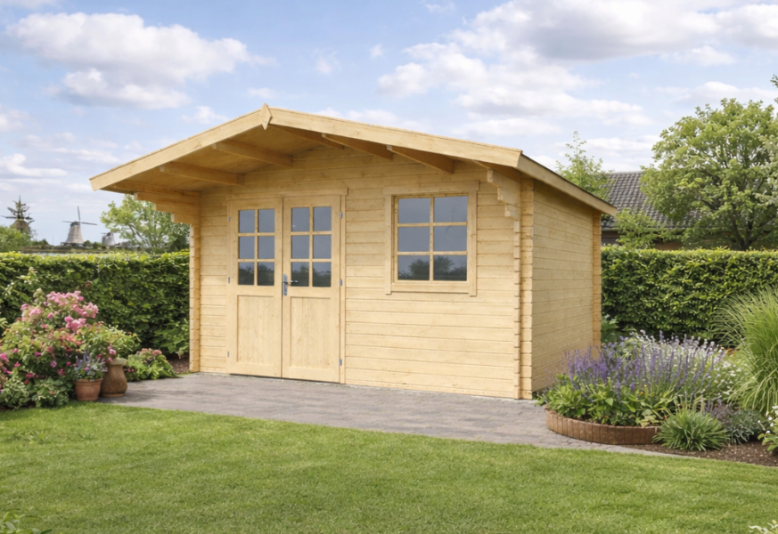 Blokhut Floor 410x410 cm + luifel 130 cm 40 mm vuren blank