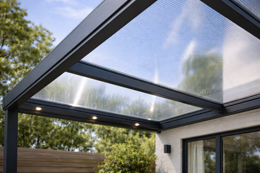 Profiline veranda 400x330 cm - antraciet - helder polycarbonaat dak - SALE02203