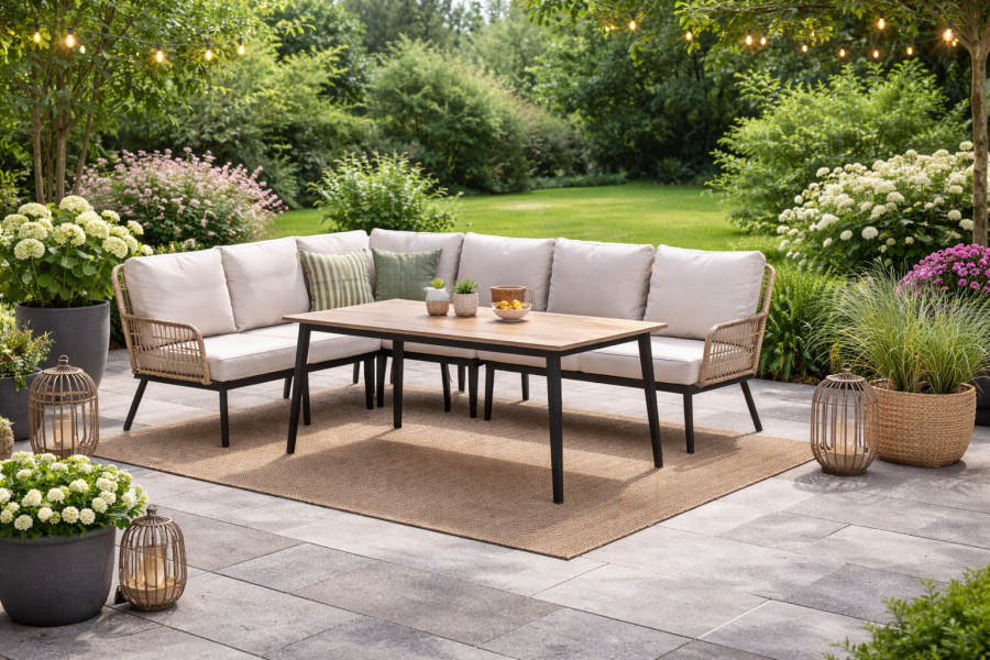 Garden Impressions lounge/dining set Alassio carbon black / desert sand