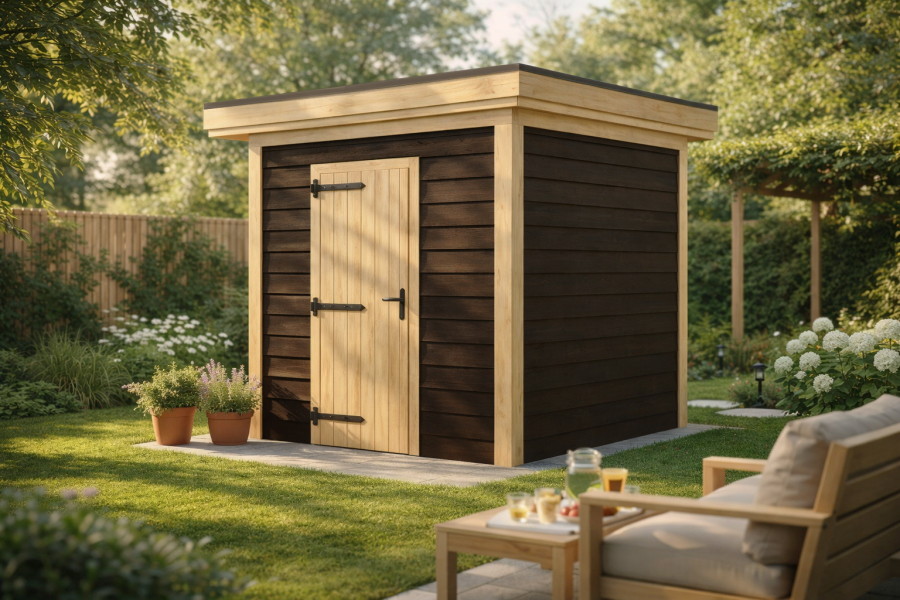 Blokhut Almelo 250x250 cm Douglas blank met vuren wanden zwart (Incl. EPDM)