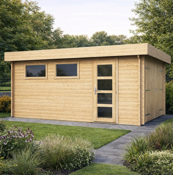 Tuindeco Marketta garage 380x536 cm 44 mm vuren blank