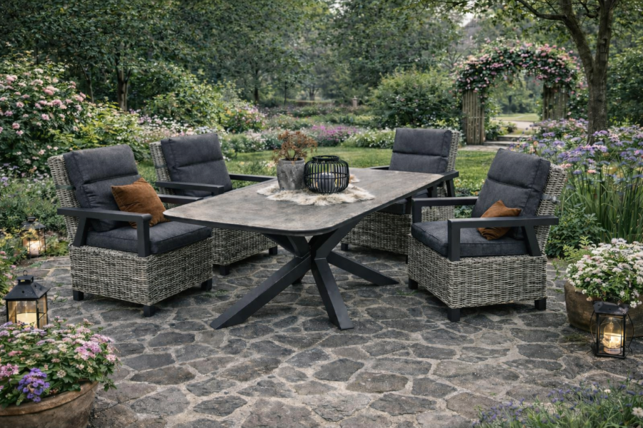 SenS-Line Serono tuinset tafel en 4 verstelbare stoelen - Showmodel Numansdorp