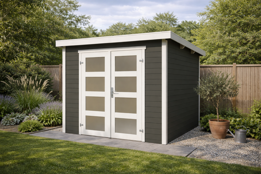 Blokhut Bart 250x250cm 28mm vuren Greengrey-White geverfd