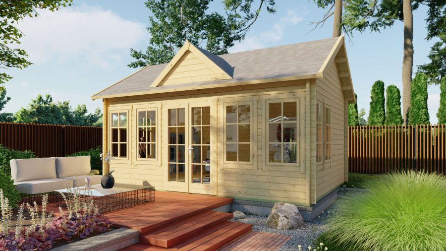 Tuindeco Clockhouse Blokhut 550x400 cm 44 mm vuren blank
