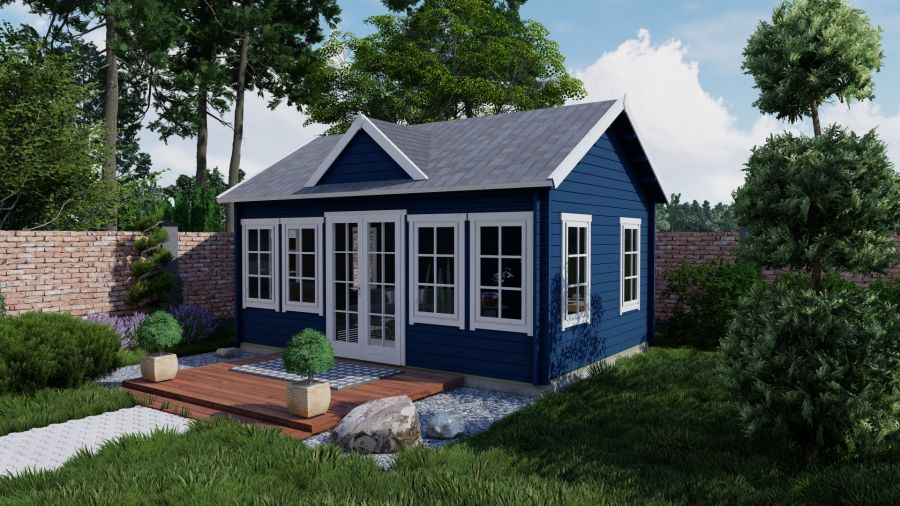 Tuindeco Clockhouse Blokhut Trevor 70 mm 550x400 cm 70 mm vuren grijs geïmpregneerd