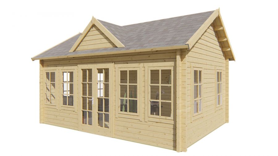 Tuindeco Clockhouse Blokhut Trevor 70 mm 550x400 cm 70 mm vuren grijs geïmpregneerd