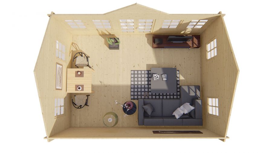 Tuindeco Clockhouse Blokhut Trevor 70 mm 550x400 cm 70 mm vuren grijs geïmpregneerd