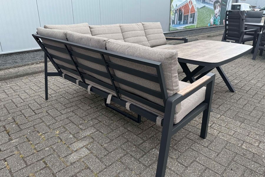 Cornerset Donna 3-delig – Aluminium met Taupe Kussens
