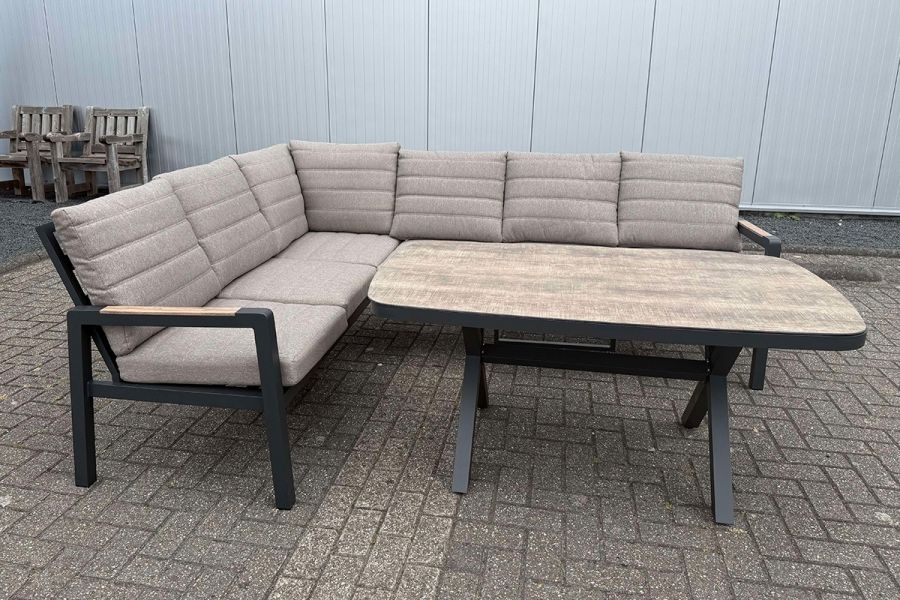 Cornerset Donna 3-delig – Aluminium met Taupe Kussens